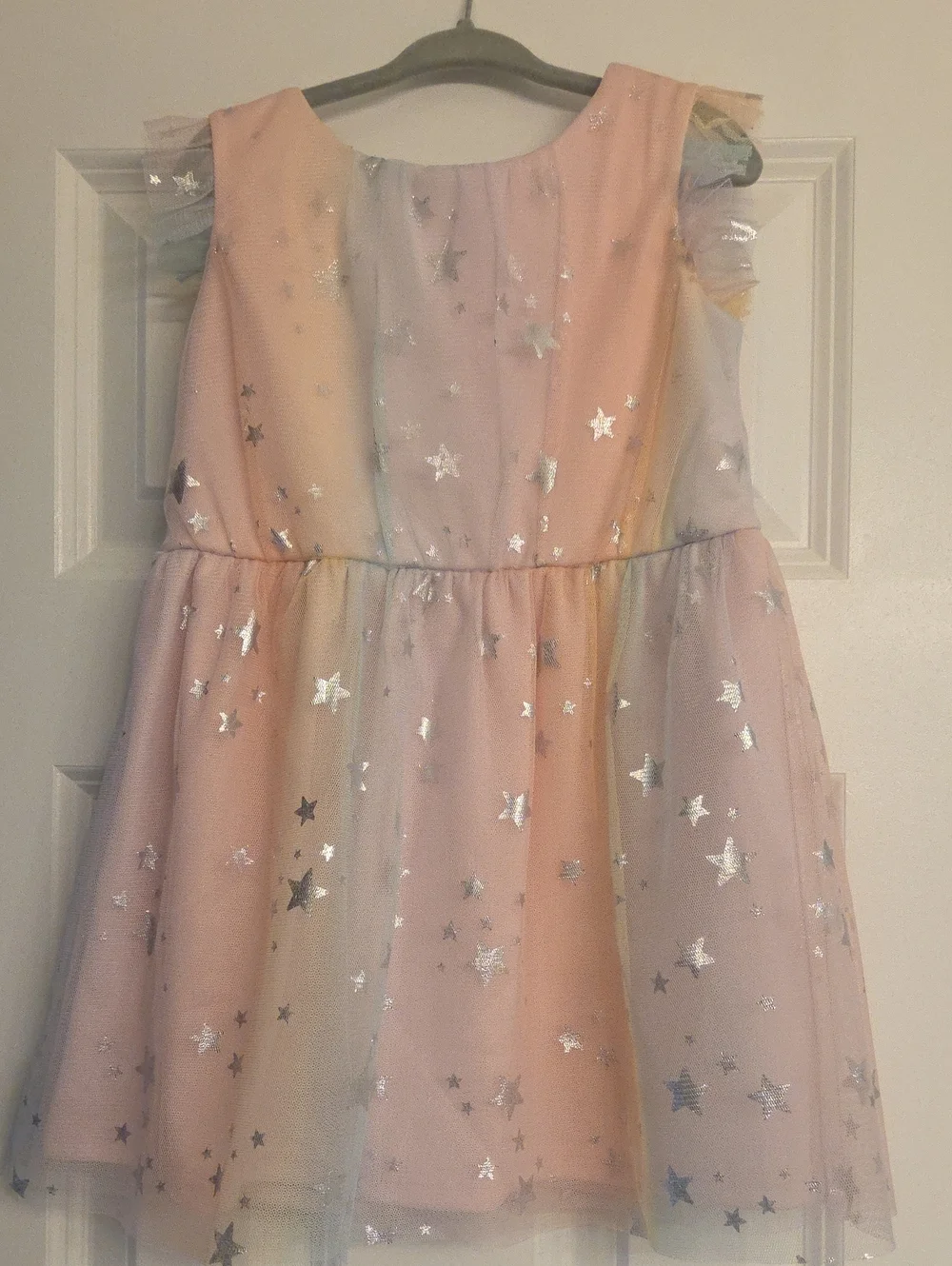 The Children's Place Pastel Rainbow Star Tulle Dress - Pink Peach
